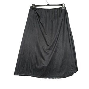 VTG Vassarette Womens Half Slip Skirt XL 30/44 Black Nylon Lingerie USA